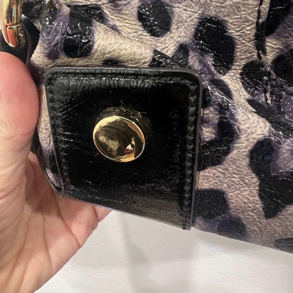 B Makowsky Large Leopard Print Patent Leather Bag - image 6